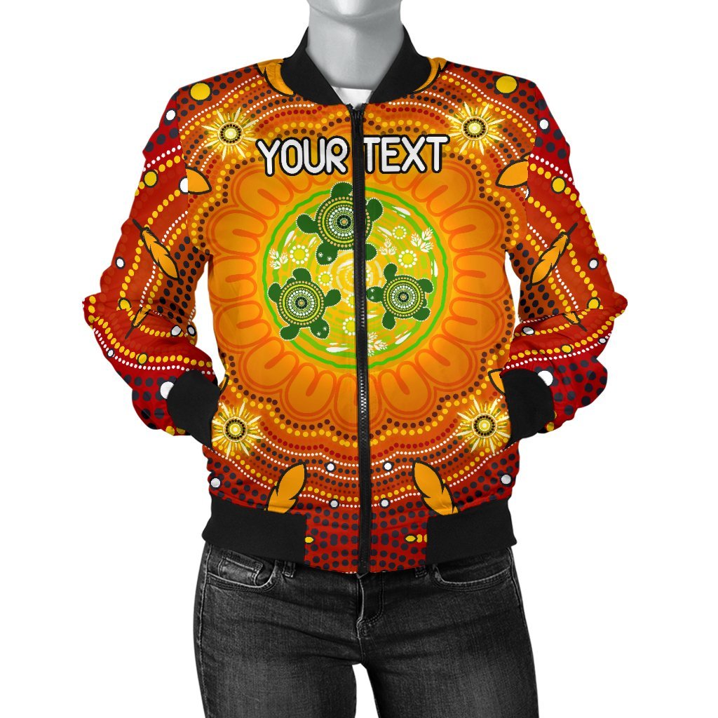 custom-text-aboriginal-womens-bomber-jackets-turtle-circle-dot-painting-art
