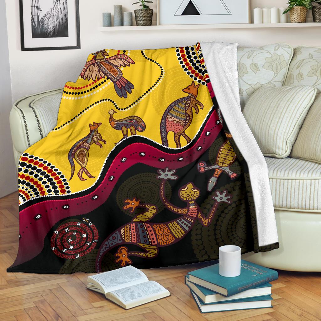 aboriginal-premium-blanket-indigenous-animals-life-art