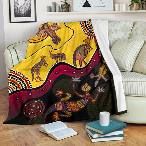 aboriginal-premium-blanket-indigenous-animals-life-art