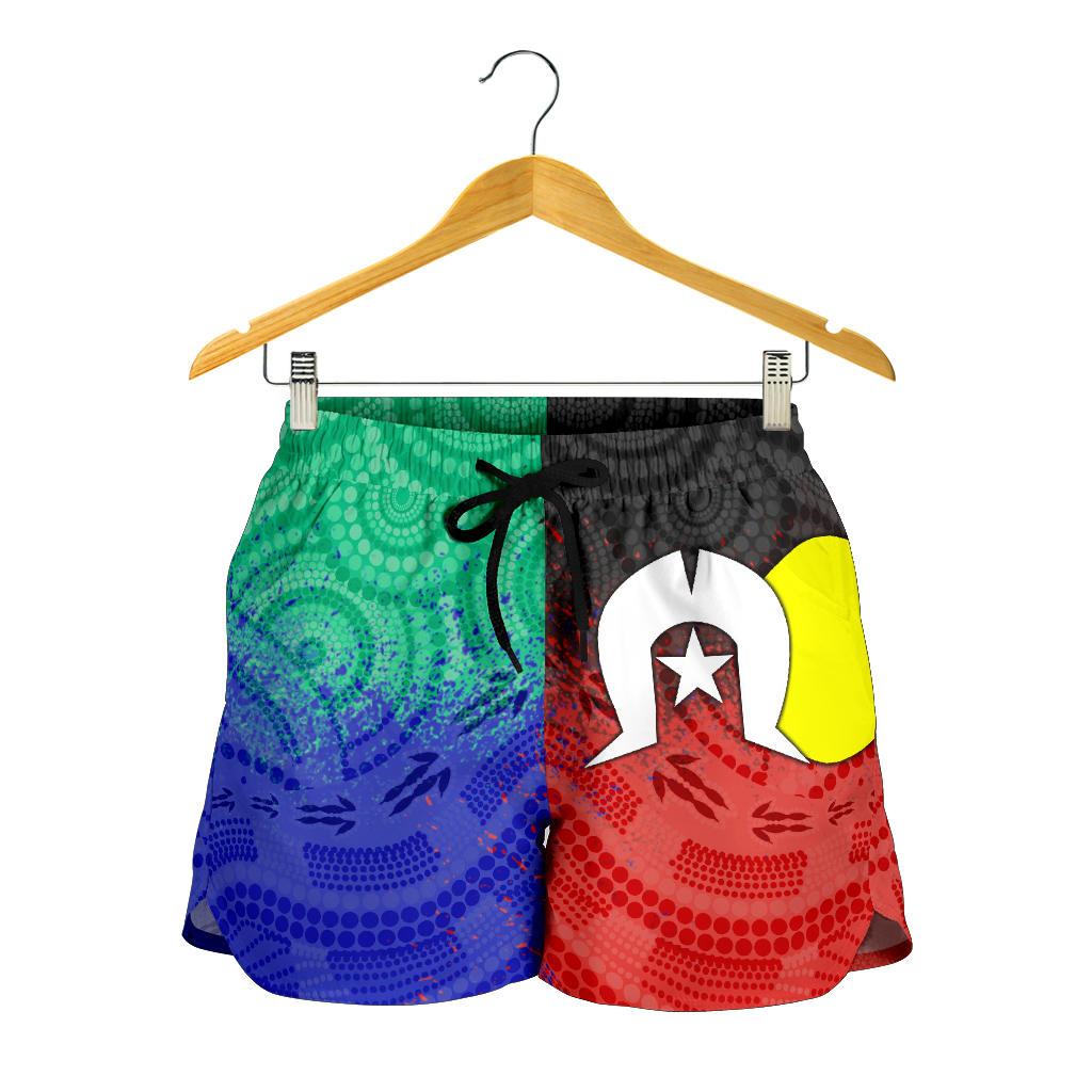 Aboriginal Women's Shorts, Australia Naidoc Week Indigenous Flag Style - Vibe Hoodie