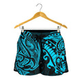 New Zealand All Over Print Women's Shorts , Maori Polynesian Tattoo Blue - Vibe Hoodie
