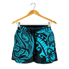 New Zealand All Over Print Women's Shorts , Maori Polynesian Tattoo Blue - Vibe Hoodie