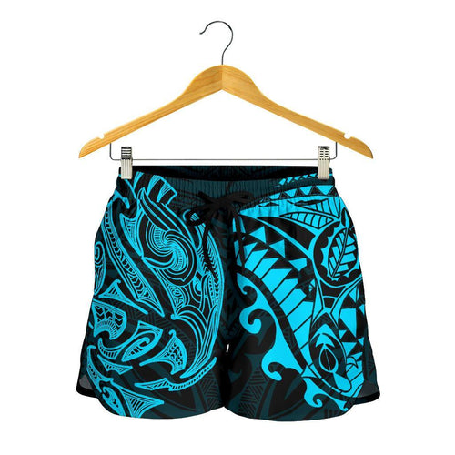 New Zealand All Over Print Women's Shorts , Maori Polynesian Tattoo Blue - Vibe Hoodie