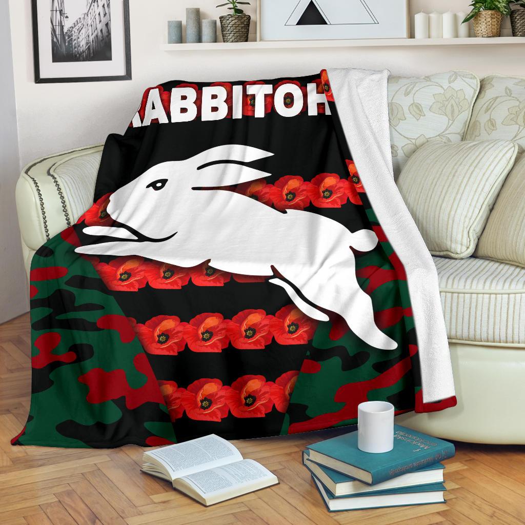 south-sydney-rabbitohs-premium-blanket-anzac-day-poppy-flower-vibes