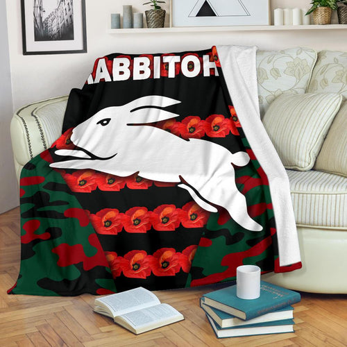 south-sydney-rabbitohs-premium-blanket-anzac-day-poppy-flower-vibes