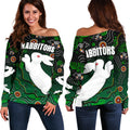Rabbitohs Women's Off Shoulder Sweater Simple Indigenous - Vibe Hoodie