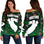 Rabbitohs Women's Off Shoulder Sweater Simple Indigenous - Vibe Hoodie