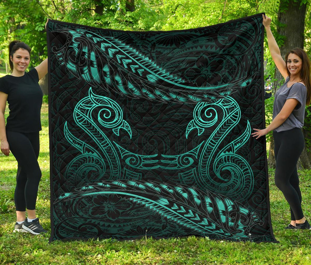 aotearoa-premium-quilt-turquoise-maori-manaia-with-silver-fern