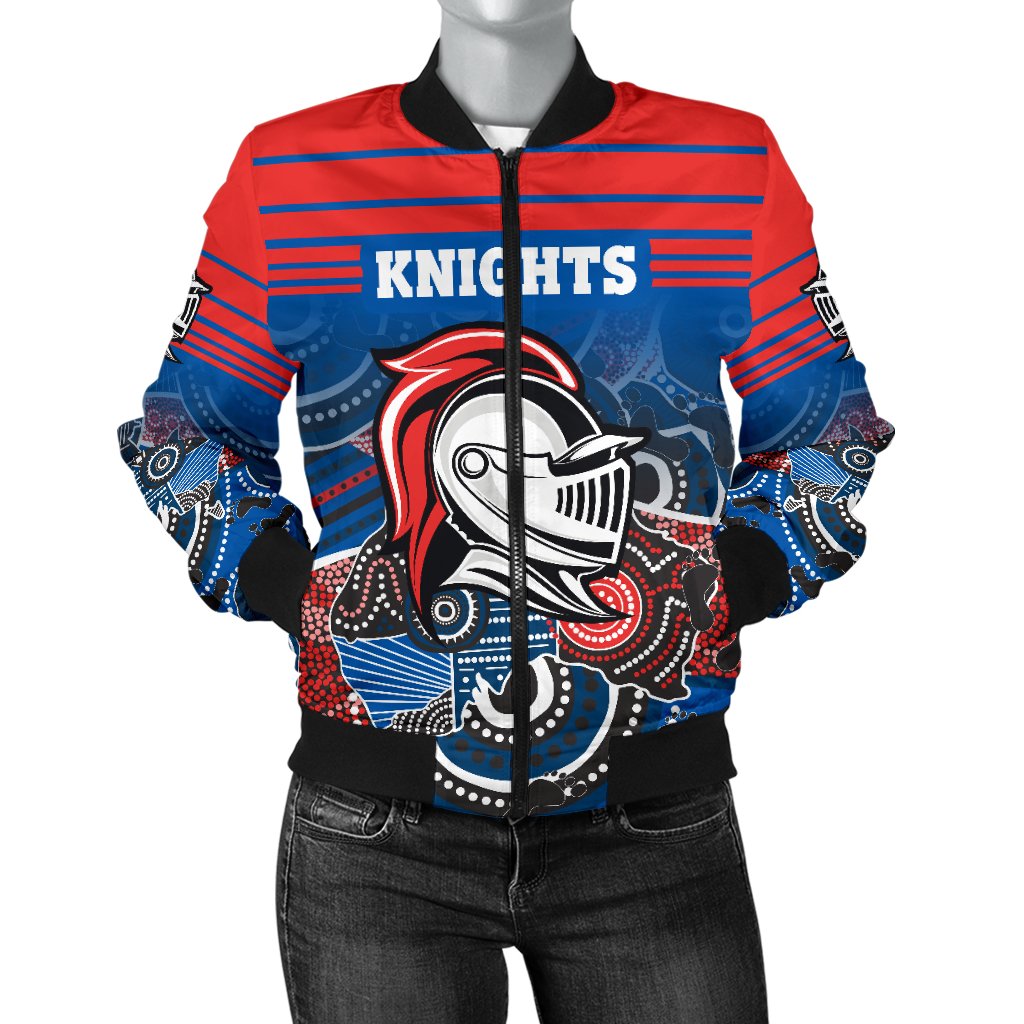 custom-personalised-newcastle-knights-womens-bomber-jacket-aboriginal-horizontal-style