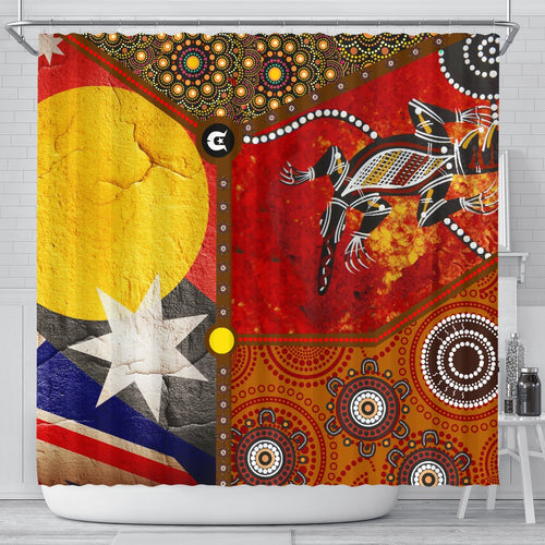 shower-curtain-aboriginal-dot-painting-flags-crocodile