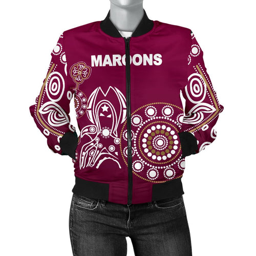 queensland-womens-bomber-jacket-maroons-simple-indigenous