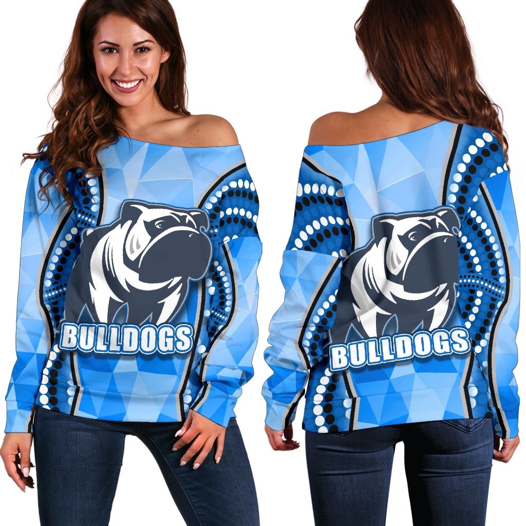 Bulldogs Women Off Shoulder Sweater Indigenous Snappy - Vibe Hoodie