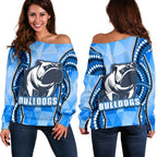 Bulldogs Women Off Shoulder Sweater Indigenous Snappy - Vibe Hoodie