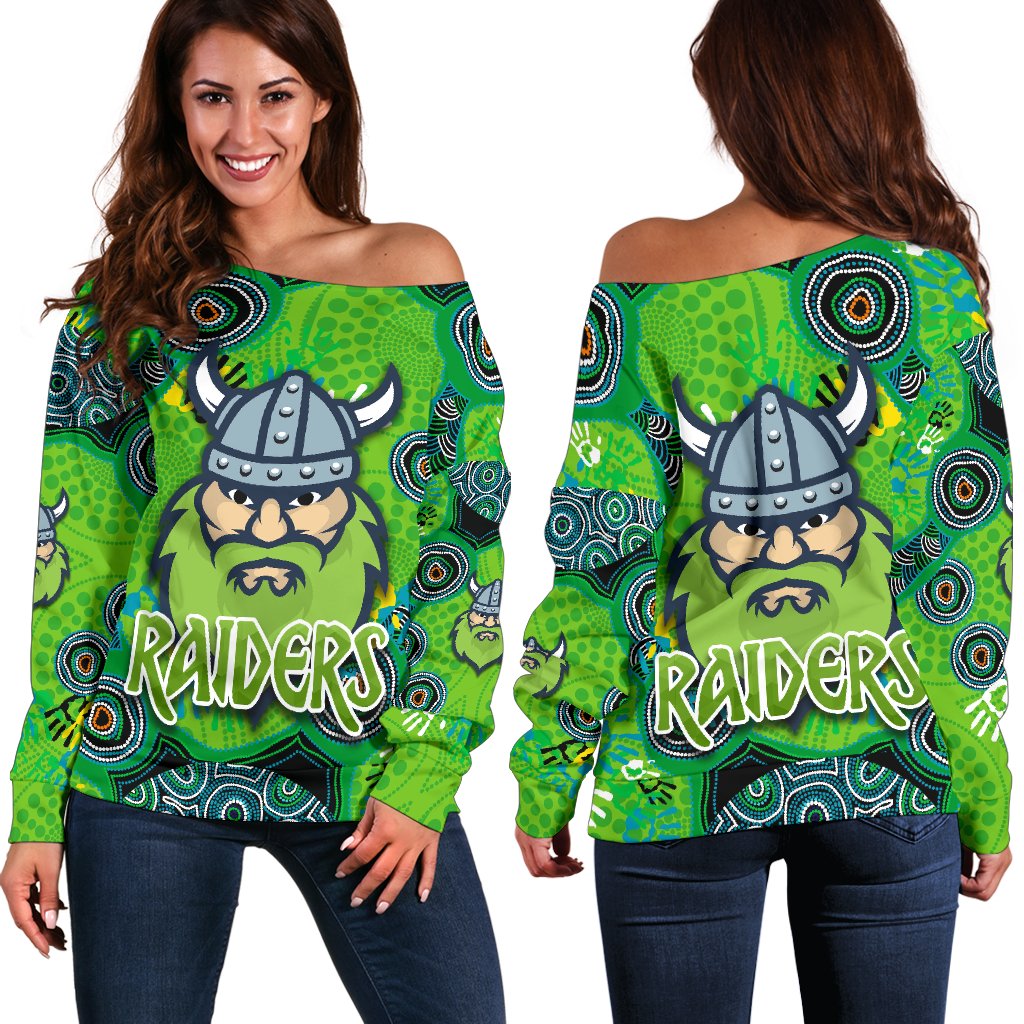 Canberra Women Off Shoulder Sweater Raiders Viking Indigenous - Vibe Hoodie