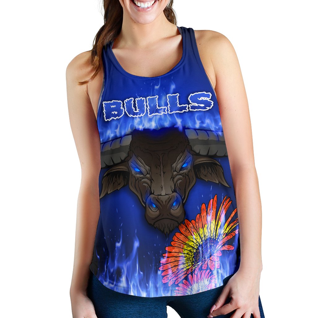 Blue Women Racerback Tank Bulls Barberton Daisy - Vibe Hoodie