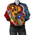 custom-womens-bomber-jacket-australia-aboriginal-dots-with-turtle-and-naidoc-flags