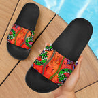 slide-sandals-aussie-indigenous-patterns-orange-black