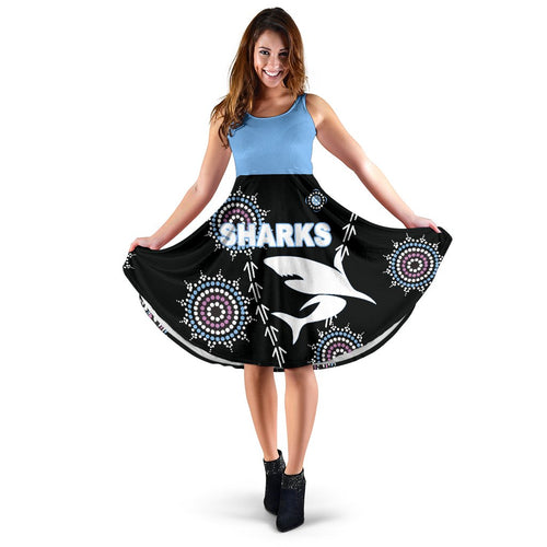 Cronulla Women's Dress Sharks Simple Indigenous - Black - Vibe Hoodie
