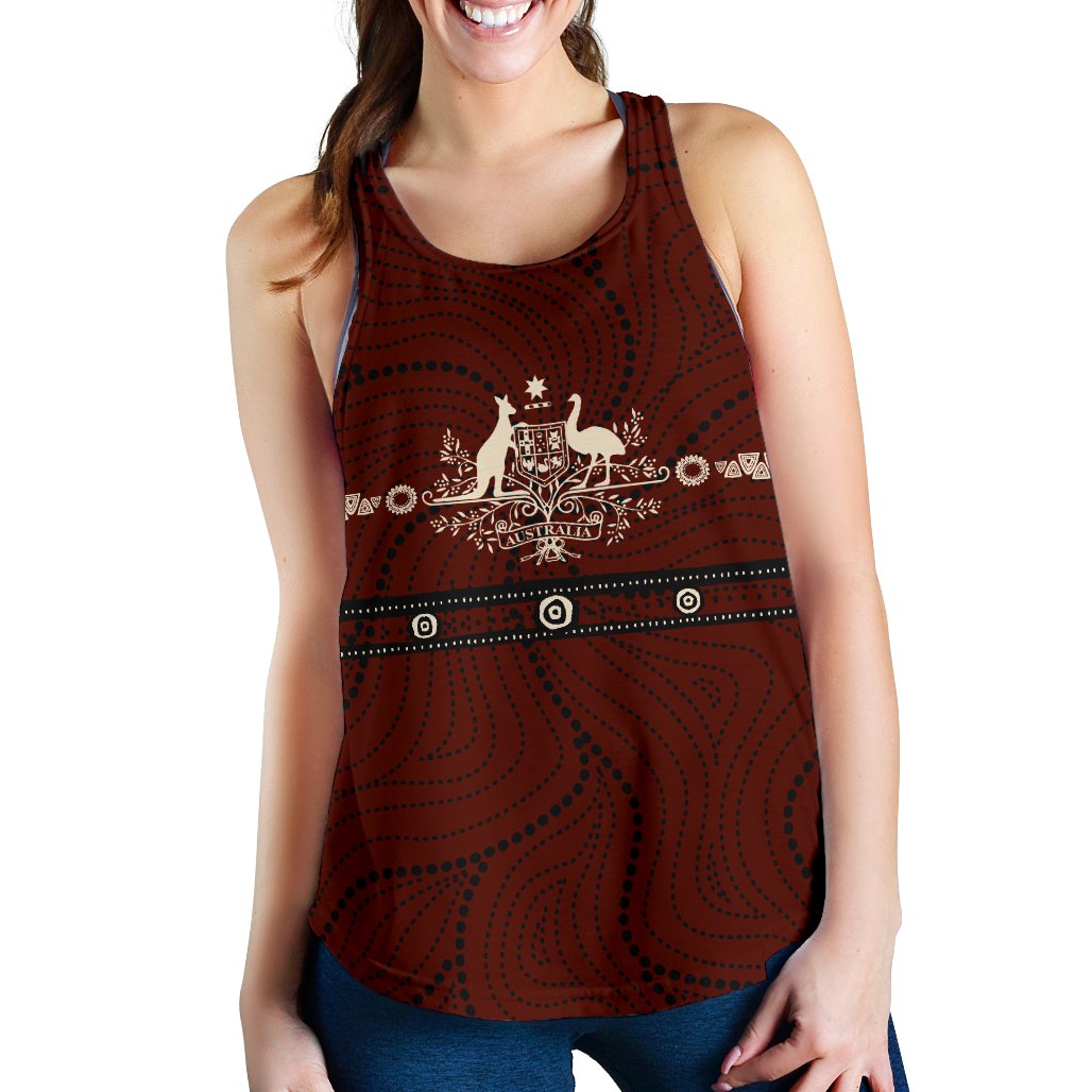Racerback Tank - Australian Coat Of Arms Top Tank Aboriginal Patterns - Women - Vibe Hoodie