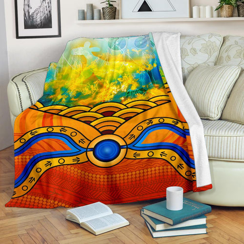 aboriginal-premium-blanket-australia-kangaroo-sky