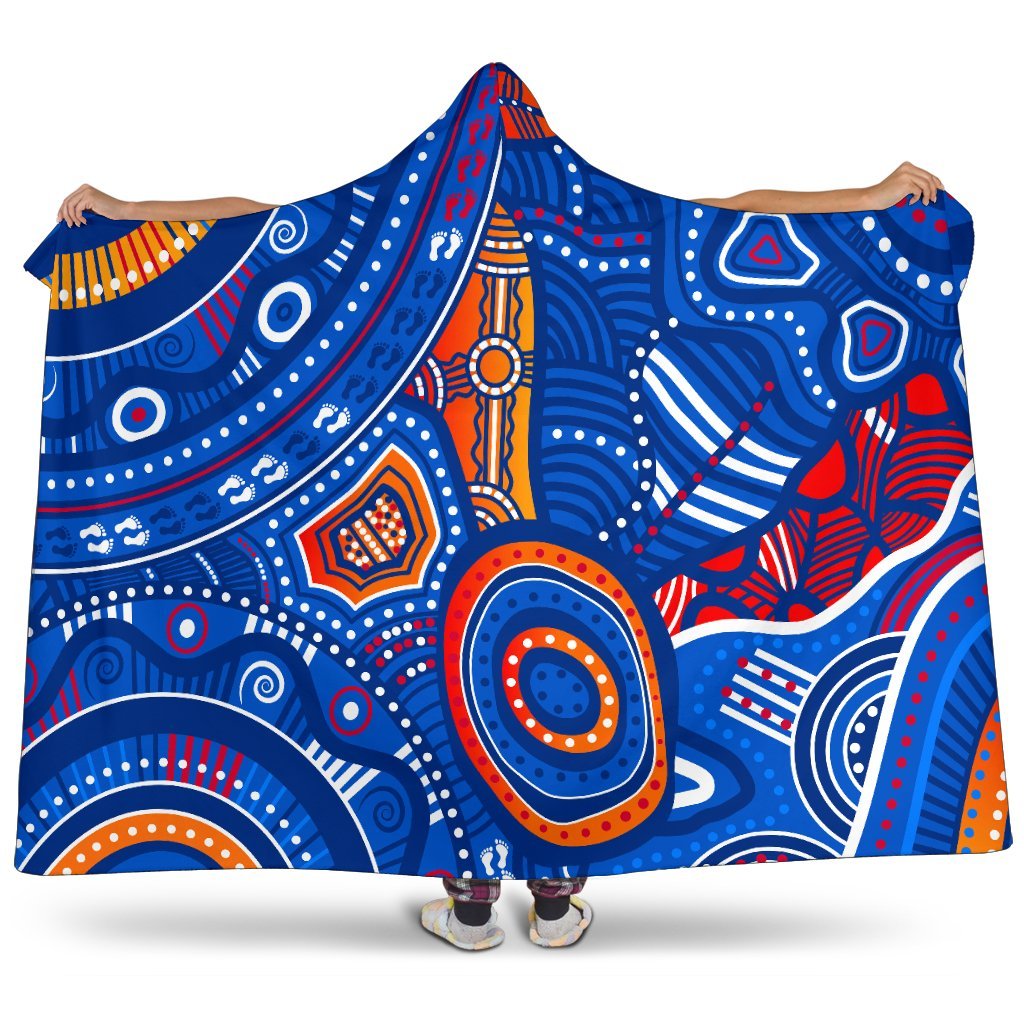 aboriginal-hooded-blanket-indigenous-footprint-patterns-blue-color