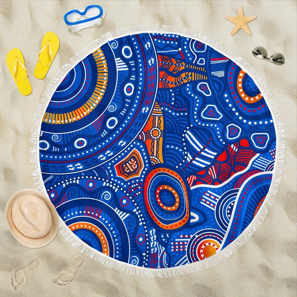 aboriginal-beach-blanket-indigenous-footprint-patterns-blue-color