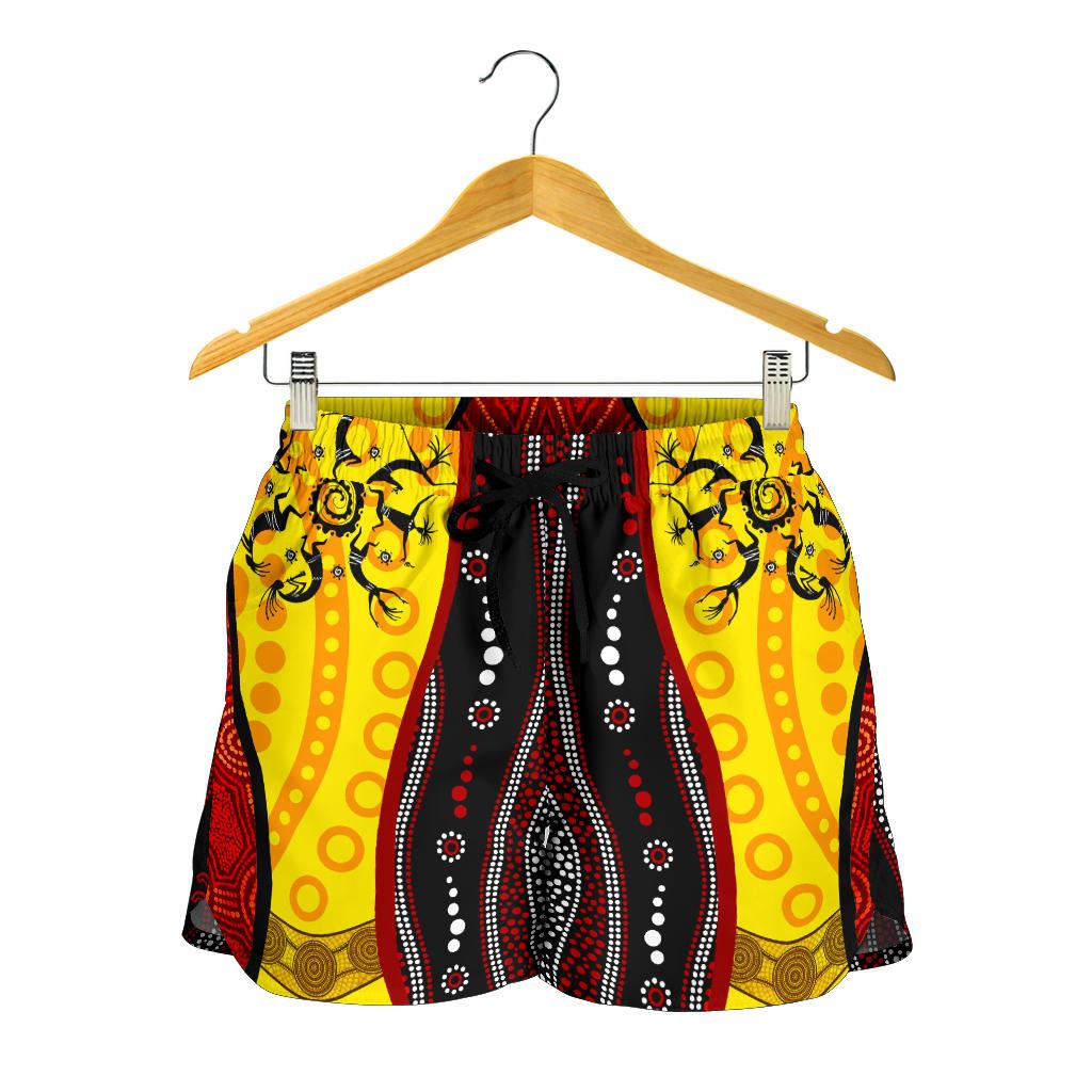 Aboriginal Women's Short - Dreamtime Koori Dance & Dot Acrylic Paint - Vibe Hoodie