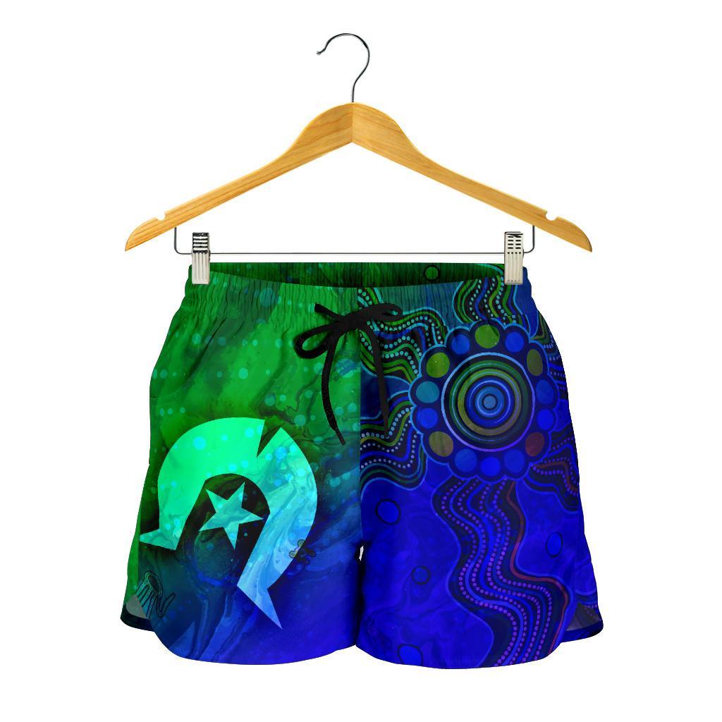 Aboriginal Women's Shorts , Torres Strait Islands Flag - Vibe Hoodie