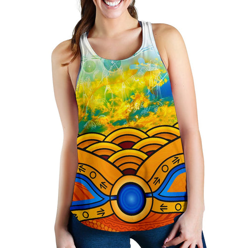 Aboriginal Women's Racerback Tank, Australia Kangaroo Sky - Vibe Hoodie