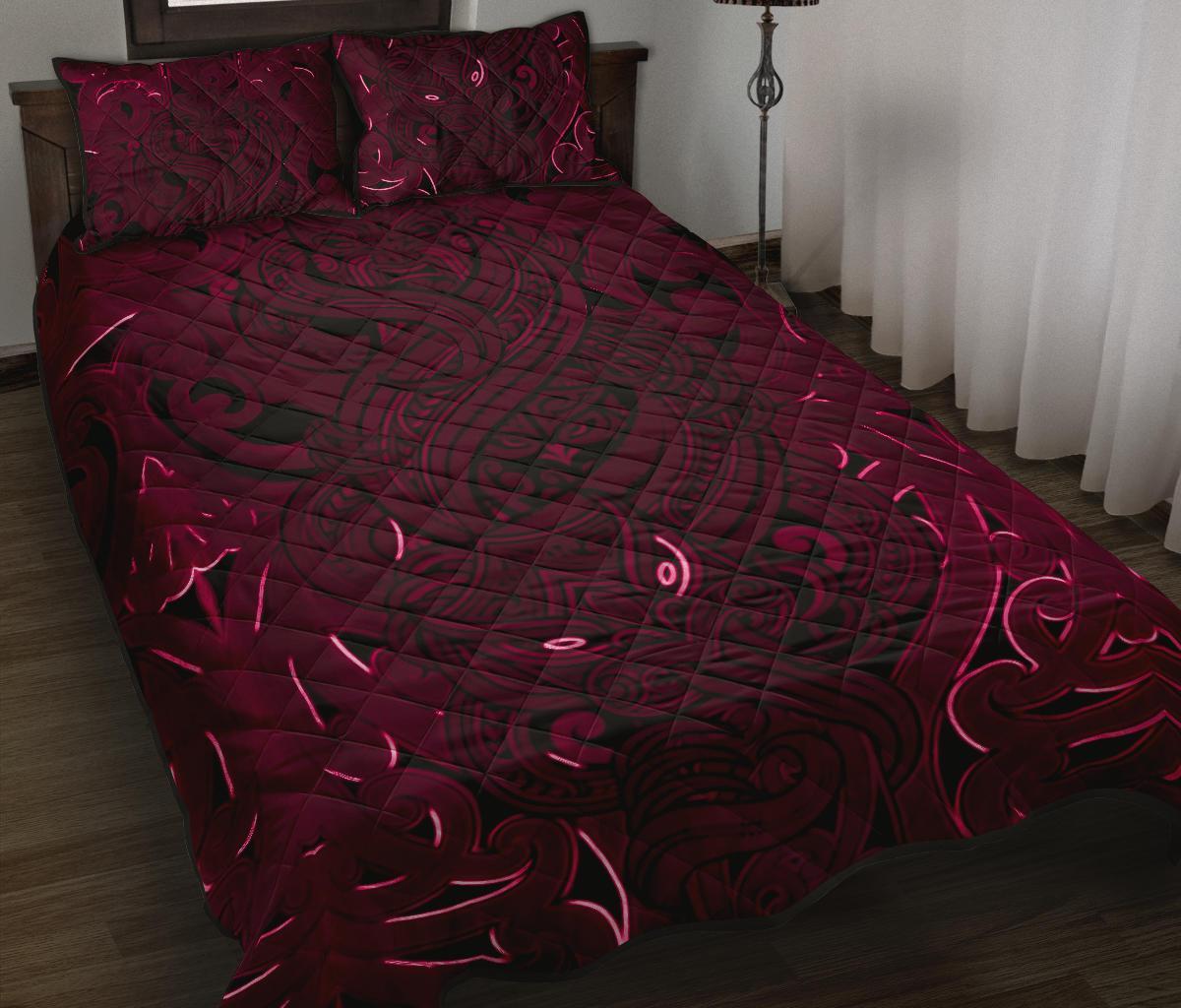 new-zealand-quilt-bed-set-maori-gods-quilt-and-pillow-cover-tumatauenga-god-of-war-pink