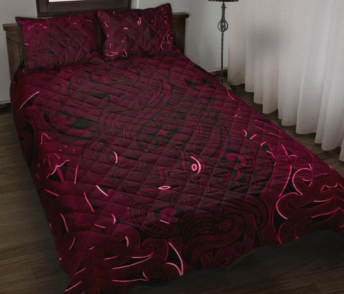 new-zealand-quilt-bed-set-maori-gods-quilt-and-pillow-cover-tumatauenga-god-of-war-pink