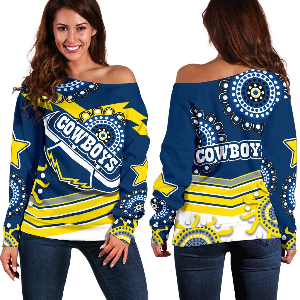 Proud Cowboys Off Shoulder Sweater Indigenous North Queensland - Vibe Hoodie