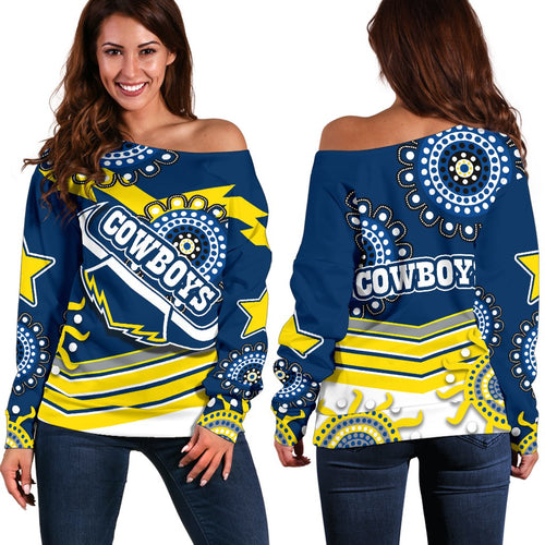 Proud Cowboys Off Shoulder Sweater Indigenous North Queensland - Vibe Hoodie