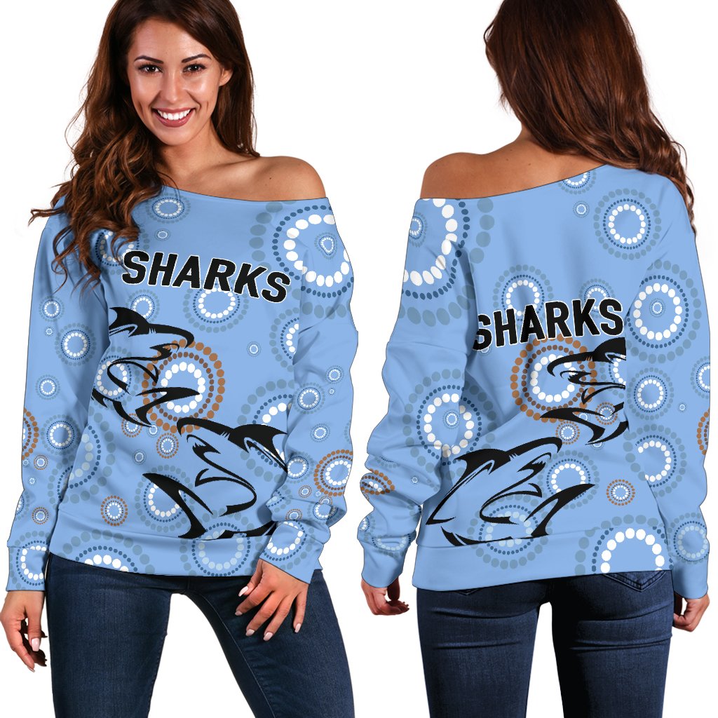 Cronulla Women's Off Shoulder Sweater Sharks Unique Indigenous - Vibe Hoodie