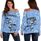 Cronulla Women's Off Shoulder Sweater Sharks Unique Indigenous - Vibe Hoodie