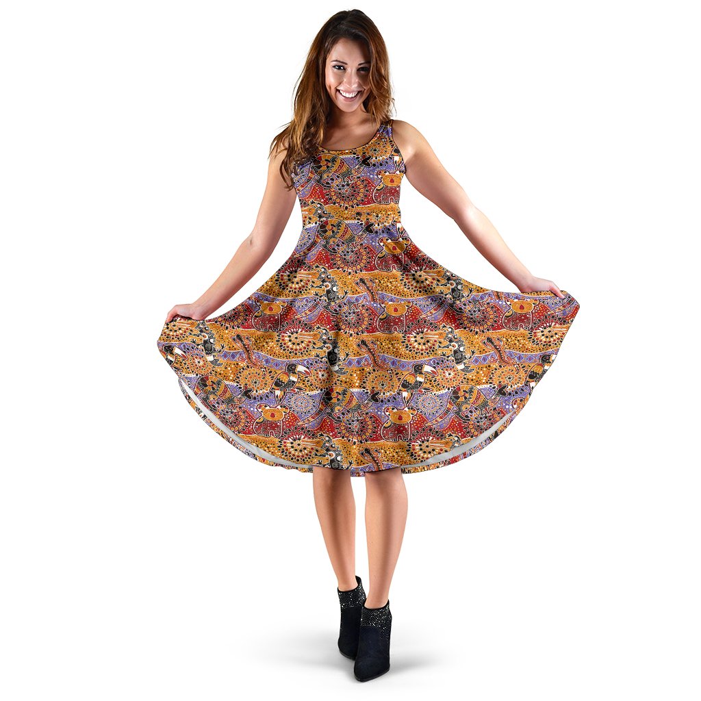 Midi Dress - Aboriginal Patterns Dress Australian Maps - Vibe Hoodie