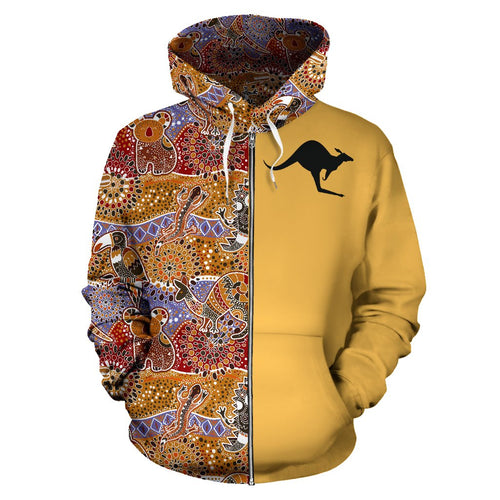 aboriginal-zip-up-hoodie-koala-lizard-kangaroo-symbol-australia