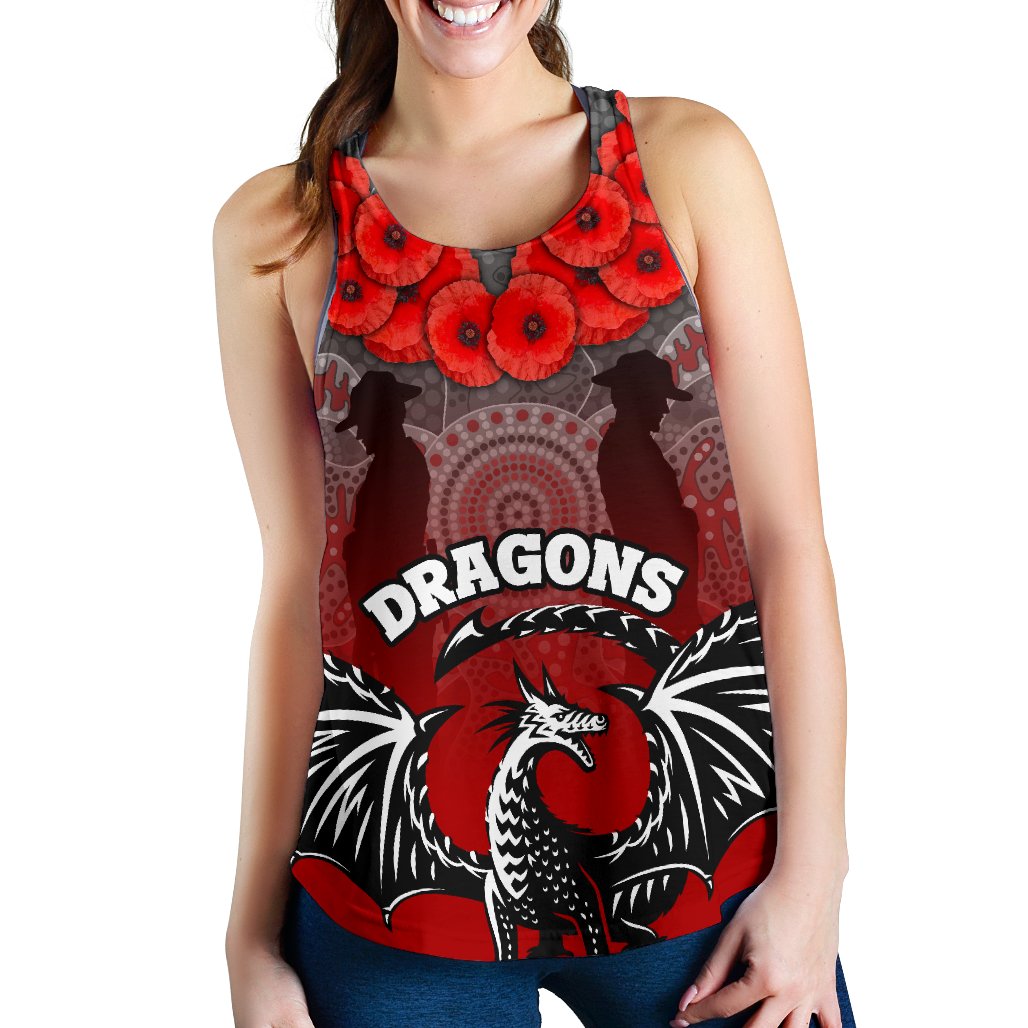 Dragons Women's Racerback Tank St. George Anzac Day - Vibe Hoodie