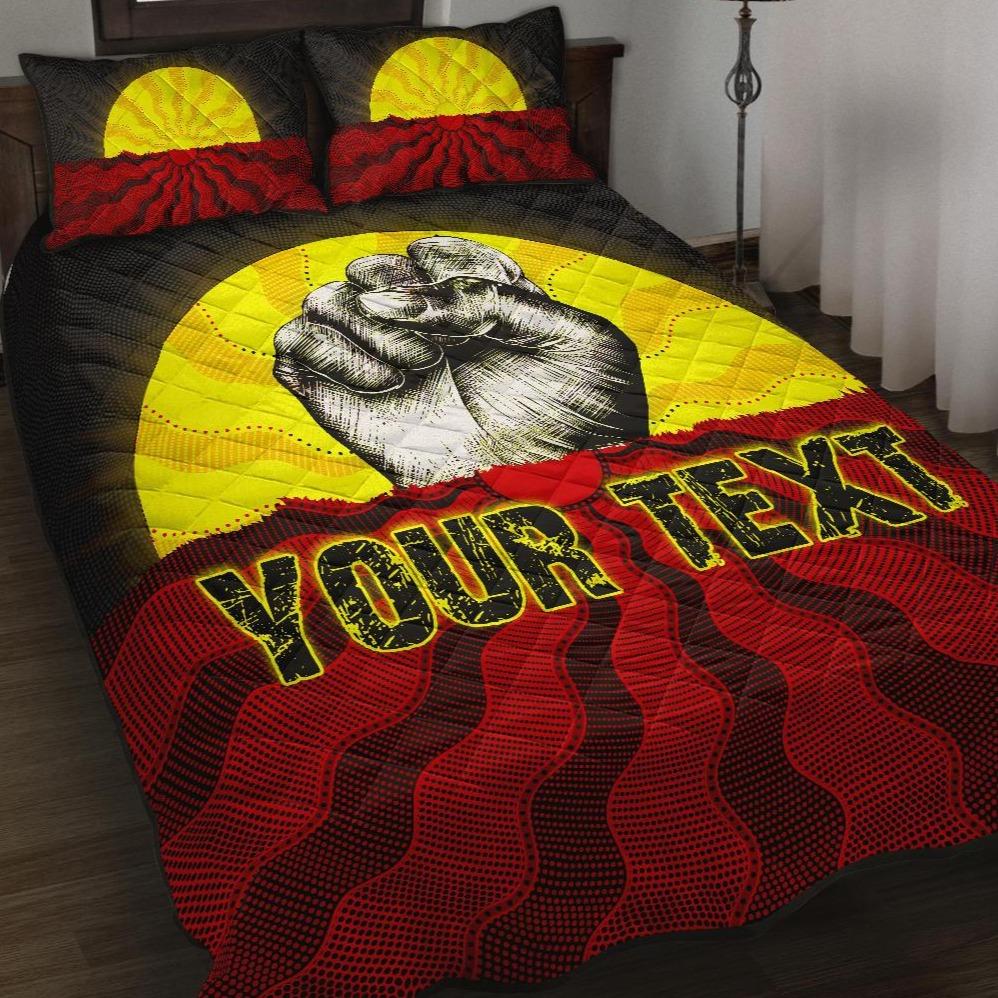 custom-aboriginal-quilt-bed-set-black-lives-matter-sun-dot-painting