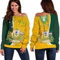Personalised Women's Off Shoulder Sweater - Australia Coat Of Arm In Rugby Style - Vibe Hoodie