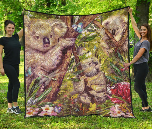 premium-quilt-3d-koala-with-waratah-flower-quilt