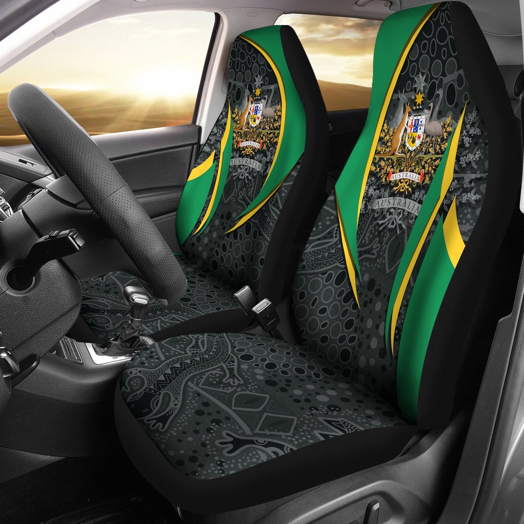 aboriginal-car-seat-covers-australian-coat-of-arms-aussie-spirit-green