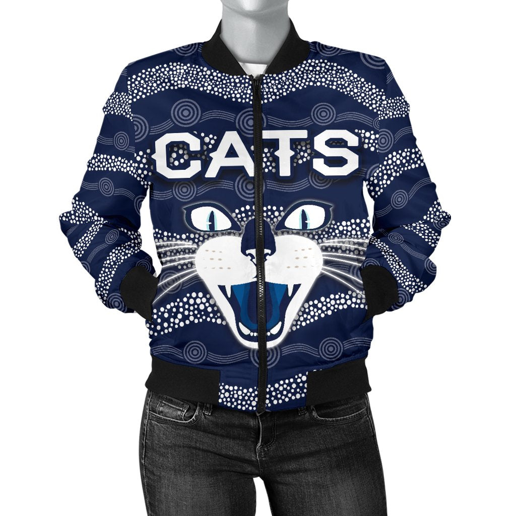 geelong-women-bomber-jacket-cats-indigenous-navy