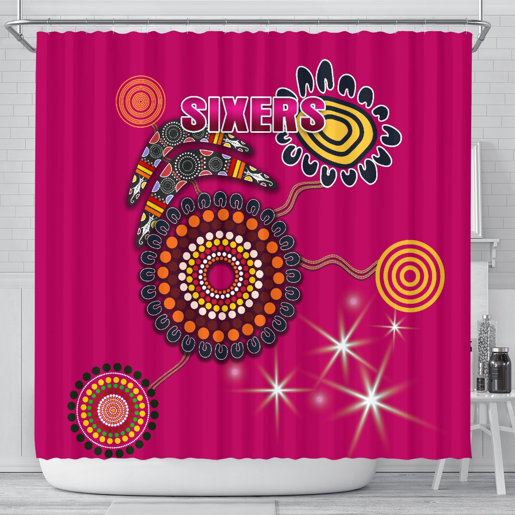 sydney-shower-curtain-sixers-indigenous-magenta