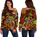 [Custom] Aboriginal Women's Off Shoulder Sweater , Kangaroo and Lizard Dot Painting Art - Vibe Hoodie
