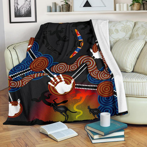 aboriginal-premium-blanket-australian-boomerang-and-snake-indigenous-art