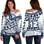(Custom Personalised) Eels Rugby Women's Off Shoulder Sweater Line Art Special Version - Vibe Hoodie