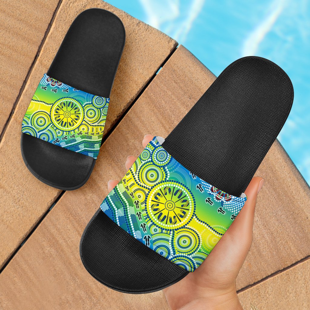 aboriginal-slide-sandals-aboriginal-patterns-ver03-black