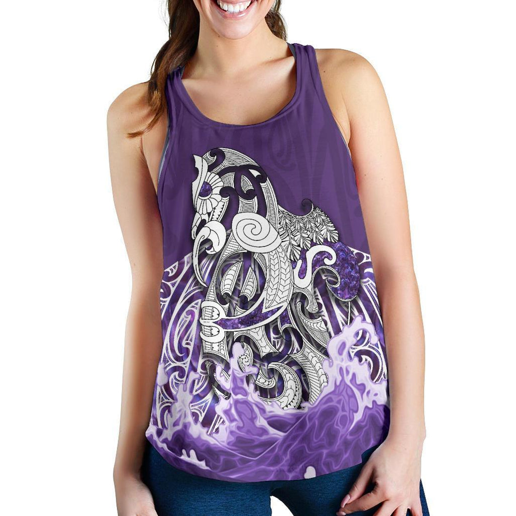 Maori Manaia The Blue Sea Racerback Tank, Purple - Vibe Hoodie