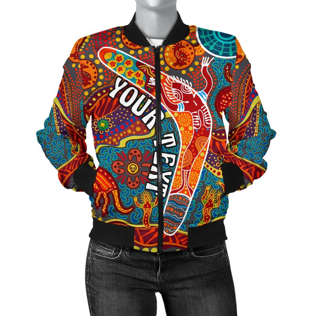 aboriginal-personalised-womens-bomber-jacket-indigenous-boomerang